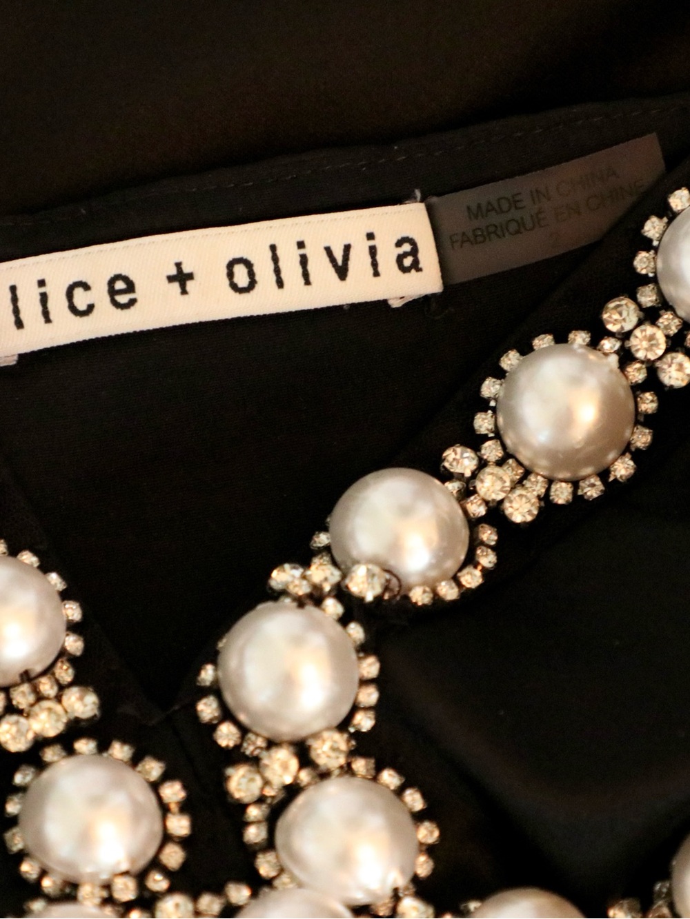 ALICE + OLIVIA Laurena Embellished Tie Neck Mini Dress - Picture 15 of 16